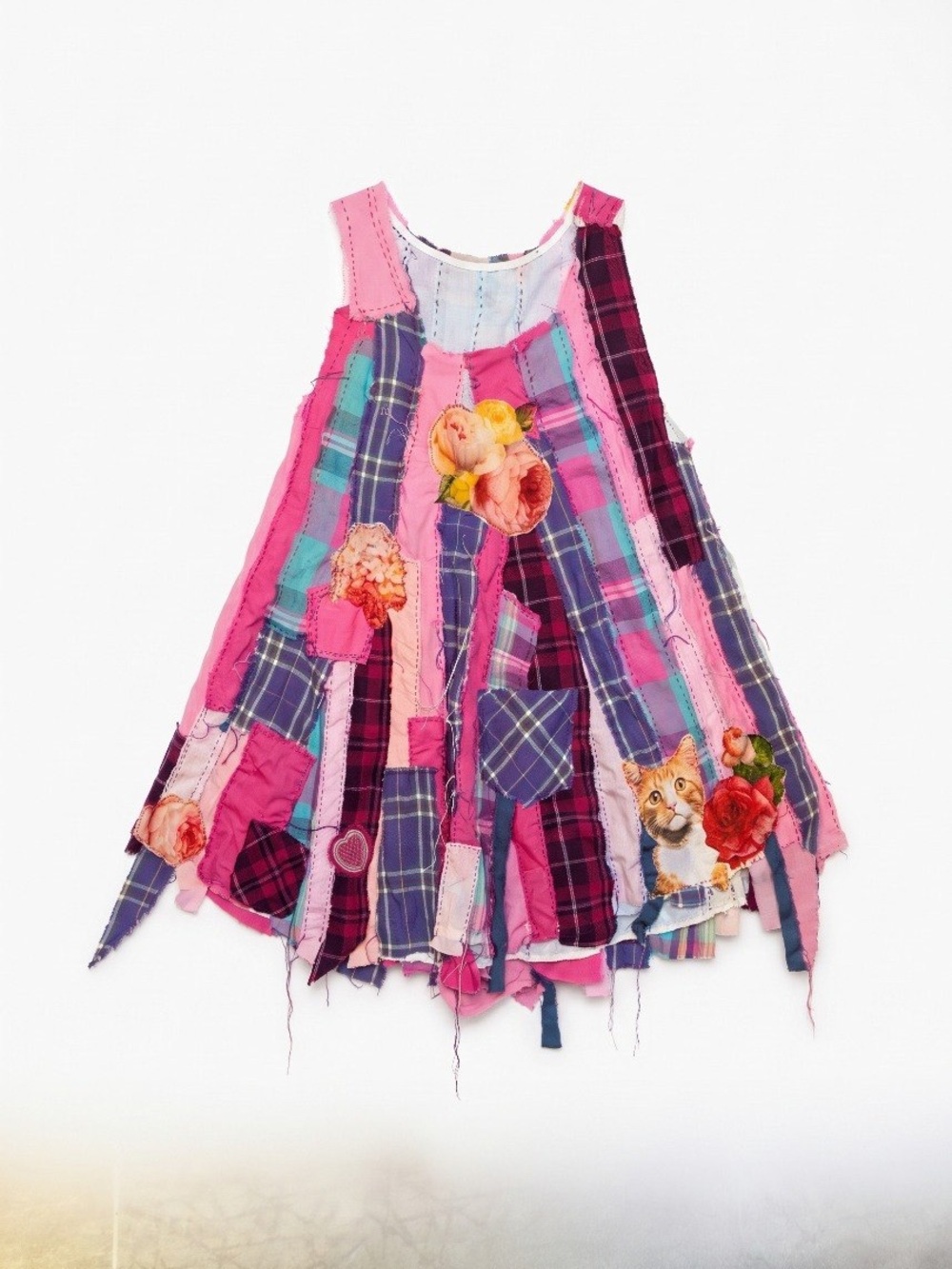 Hand Crafted Patchwork Tank Dress in Pink, Purple, Blue - Picture 6 of 7